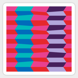 Abstract pattern with stripes in red and pink Sticker